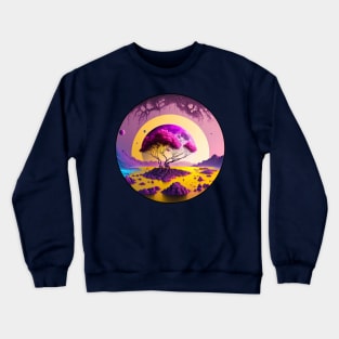 Explore the Vibrant Landscapes of a Purple Planet with Yellow Rivers Crewneck Sweatshirt